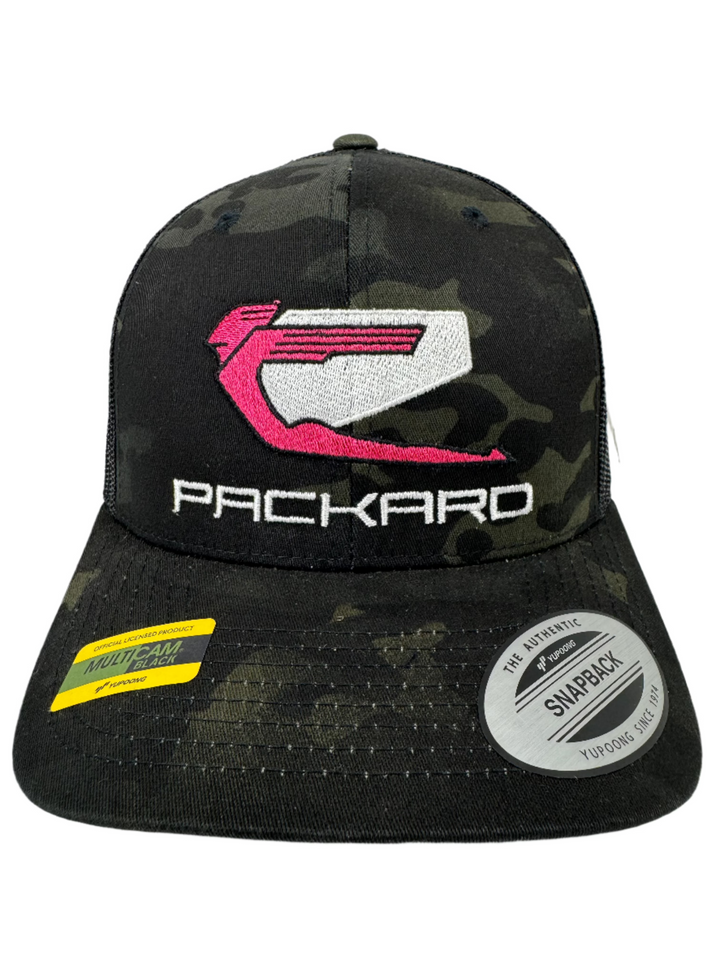 Gorra Trucker Bordada Ala Curva Logo Rosa